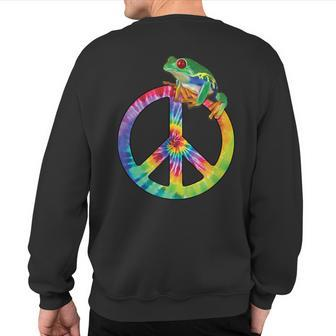 Tie-Dye Peace Sign Tree Frog Cute Colorful Sweatshirt Back Print | Mazezy