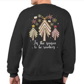 Tis The Season To Be Reading Librarian Christmas Tree Sweatshirt Back Print - Seseable