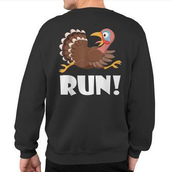 Turkey Trot Adult Running Costume Face Run Thanksgiving Sweatshirt Back Print - Monsterry