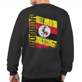 Uganda Big Flag Vintage Distressed Uganda Sweatshirt Back Print | Mazezy