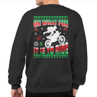 Ugly Christmas Dirt Bike Motocross Xmas Sweatshirt Back Print - Seseable