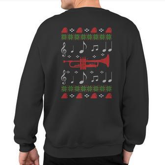Ugly Christmas Sweater Style Trumpet Player Sweatshirt Back Print - Thegiftio UK