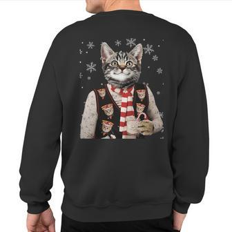 Ugly Sweater Party Hipster Cat Sweatshirt Back Print - Monsterry AU