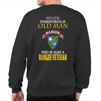 Never Underestimate A 75Th Ranger Ranger Veteran Christmas Sweatshirt Back Print - Seseable