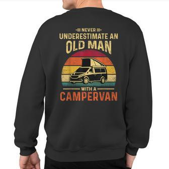 Never Underestimate An Fun Old Man With A Campervan Sweatshirt Back Print - Monsterry