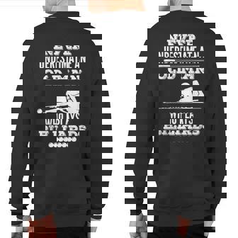 Never Underestimate An Old Man Who Play Billiards Sweatshirt Back Print - Thegiftio