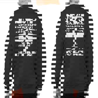 Never Underestimate An Old Man With Rc Airplane Sweatshirt Back Print - Thegiftio UK