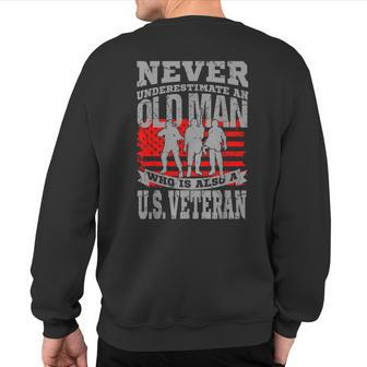 Never Underestimate An Old Man Zip Code American Veteran Sweatshirt Back Print | Mazezy