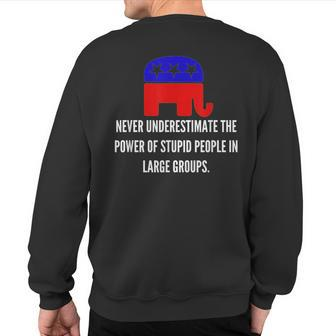 Never Underestimate The Power Of Stupid Republican People Sweatshirt Back Print | Mazezy