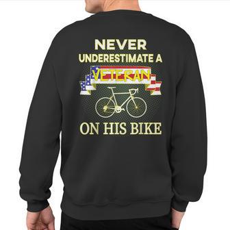 Never Underestimate A Veteran On His Bike Sweatshirt Back Print - Monsterry CA