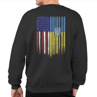 Usa Ukraine Ukrainian Flag Trident Roots Sweatshirt Back Print | Mazezy