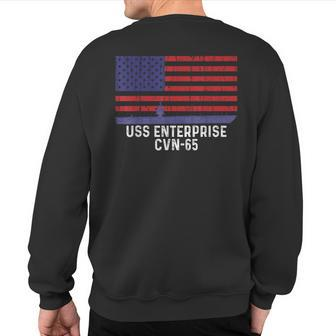 Uss Enterprise Cvn-65 Aircraft Carrier Vintage Usa Flag Sweatshirt Back Print | Mazezy