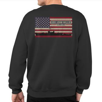 Uss John Willis De-1027 Ship Diagram American Flag Sweatshirt Back Print | Mazezy