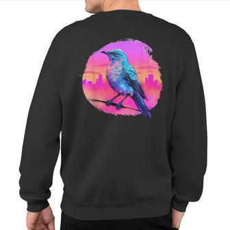 Vaporwave Aesthetic Northern Mockingbird Sweatshirt Back Print | Mazezy
