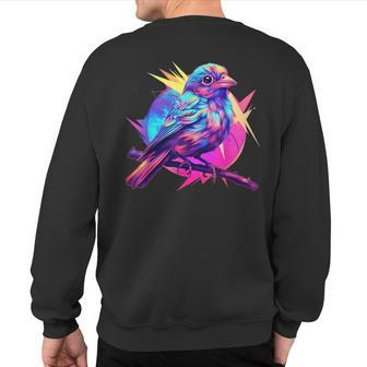 Vaporwave Aesthetic Song Sparrow Sweatshirt Back Print | Mazezy