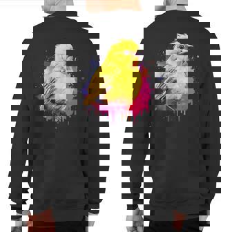 Vaporwave Aesthetic Yellow Warbler Sweatshirt Back Print | Mazezy