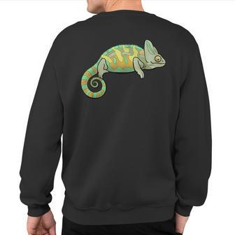 Veiled Chameleon Reptile Colorful Lizard Conehead Chameleon Sweatshirt Back Print | Mazezy
