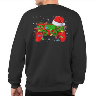 Video Game Controller Christmas Santa Hat Gamer Boys Sweatshirt Back Print - Seseable