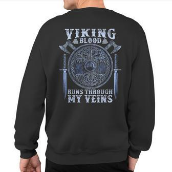 Viking Blood Runs Through My Veins Viking Ygdrasil Sweatshirt Back Print - Seseable