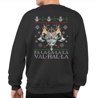 Viking Santa Viking Christmas Sweater Falala Lala Valhalla Sweatshirt Back Print - Thegiftio UK