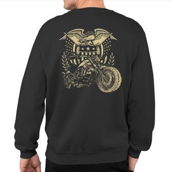 Vintage American Usa Flag Motorcycle Cool Sweatshirt Back Print - Thegiftio UK