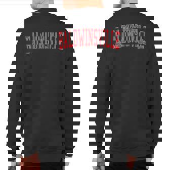 Vintage Baldwinsville Ny Distressed Red Varsity Style Sweatshirt Back Print | Mazezy