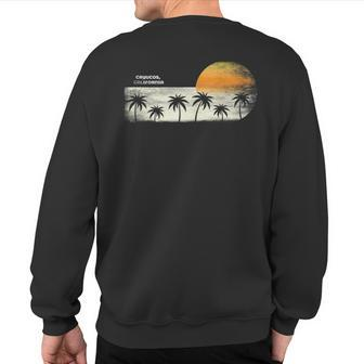 Vintage Cayucos Ca Ocean Sunset And Palm Trees Sweatshirt Back Print | Mazezy