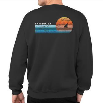 Vintage Cayucos Ca Retro 80S Shark Fin Sunset Sweatshirt Back Print | Mazezy