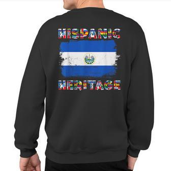 Vintage El Salvador Salvadorean Flag Hispanic Heritage Month Sweatshirt Back Print | Mazezy