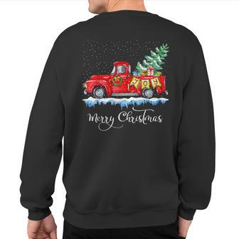 Vintage Merry Christmas Red Truck Old Fashioned Christmas Sweatshirt Back Print - Seseable
