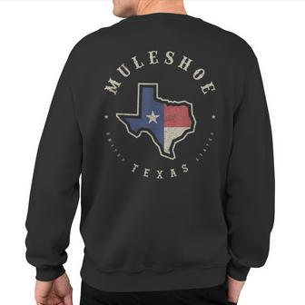 Vintage Muleshoe Texas State Flag Map Souvenir Sweatshirt Back Print | Mazezy