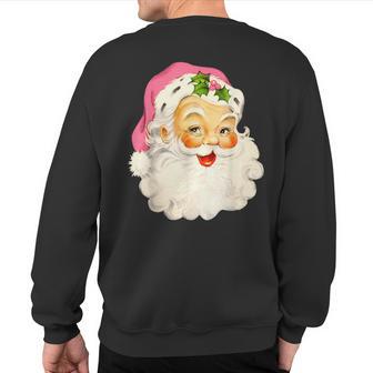 Vintage Pink Santa Claus Pink Christmas Pink Pajamas Xmas Sweatshirt Back Print - Thegiftio UK