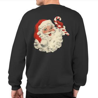 Vintage Retro Santa Claus Candy Cane Christmas Holiday Sweatshirt Back Print - Thegiftio UK
