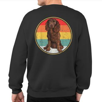 Vintage Retro Sunset American Water Spaniel Dog Sweatshirt Back Print | Mazezy