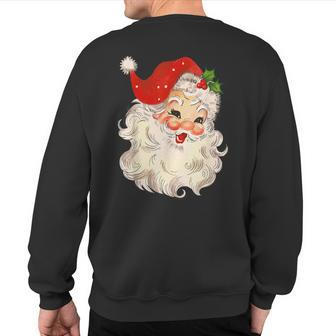 Vintage Santa Claus Face Christmas Xmas Santa Claus Sweatshirt Back Print - Seseable