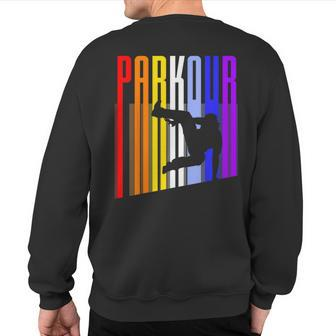 Vintage Style Distressed Parkour Retro Silhouette Sweatshirt Back Print | Mazezy