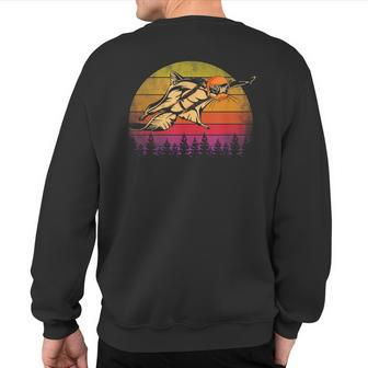 Vintage Sunset Squirrel Flying On Retro Sweatshirt Back Print | Mazezy