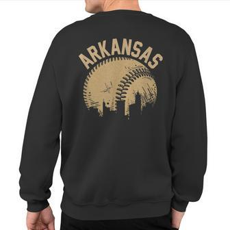 Vintage Usa State Fan Player Coach Arkansas Baseball Sweatshirt Back Print | Mazezy