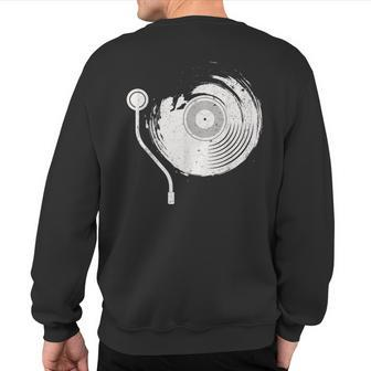 Vintage Vinyl Records Player Record Collector Music Lover Sweatshirt Back Print | Mazezy