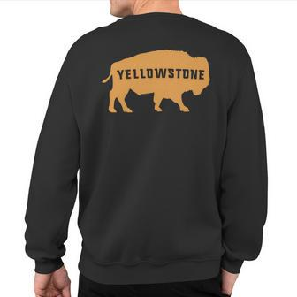 Vintage Yellowstone National Park Retro Bison Souvenir Sweatshirt Back Print | Mazezy
