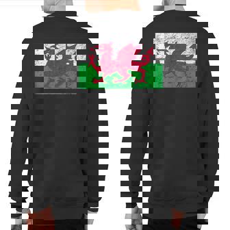 Wales Dragon Flag Welsh Retro Cymru Medieval Sweatshirt Back Print | Mazezy