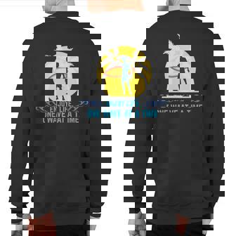 Wave Riding Windsurfer With Surfboard Sweatshirt Back Print | Mazezy