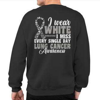 I Wear White Lung Cancer Awareness Sweatshirt Back Print - Monsterry