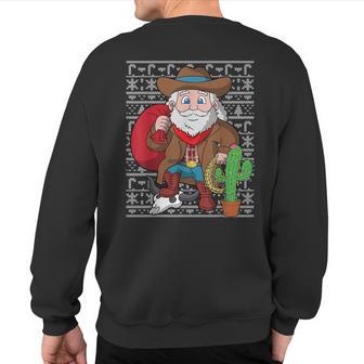 Western Cowboys Santa Claus Ugly Christmas Sweater Pattern Sweatshirt Back Print - Thegiftio UK