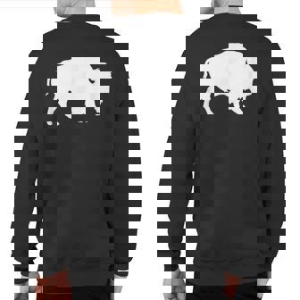 Wild White Buffalo Silhouette Shadow Sweatshirt Back Print | Mazezy