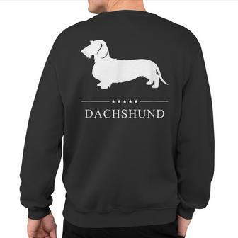 Wirehaired Dachshund Dog White Silhouette Sweatshirt Back Print | Mazezy