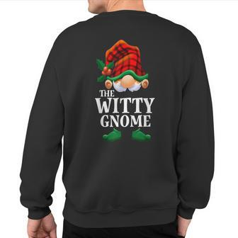 Witty Gnome Matching Family Christmas Party Pajama Sweatshirt Back Print - Monsterry