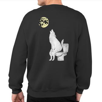 Wolf On The Toilet Sweatshirt Back Print - Thegiftio UK