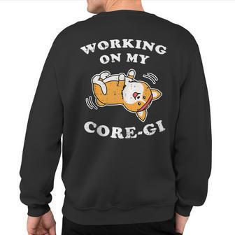 Working Core-Gi Workout Cute Black Corgi Dog Fitness Sweatshirt Back Print | Mazezy