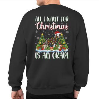 Xmas Lighting Santa All I Want For Christmas Is A Okapi Sweatshirt Back Print - Thegiftio UK
